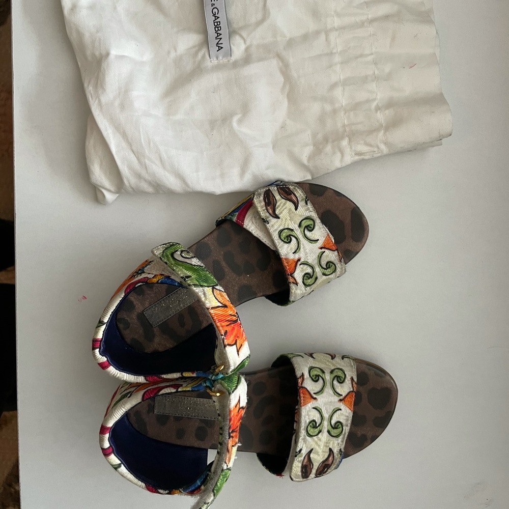 Dolce and Gabbana print strap sandals